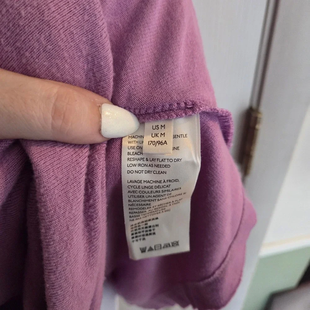 Free People L Lavender Babydoll Knit Long Sleeve‎ Crew Neck Sweater Minimalist
